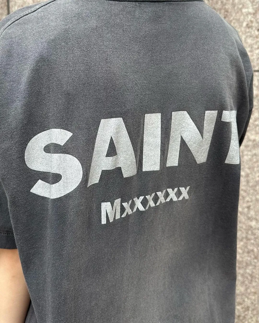 SAINT Mxxxxxx × EVANGELION NEON GNSIS TEE/BLK co-branded Neon Genesis Evangelion distressed short-sleeves, washed black S-XL, vintage NEW VINTAGE, top printing technology, garment dyeing, re-washed, distressed, correct co-branded main mark/washing mark